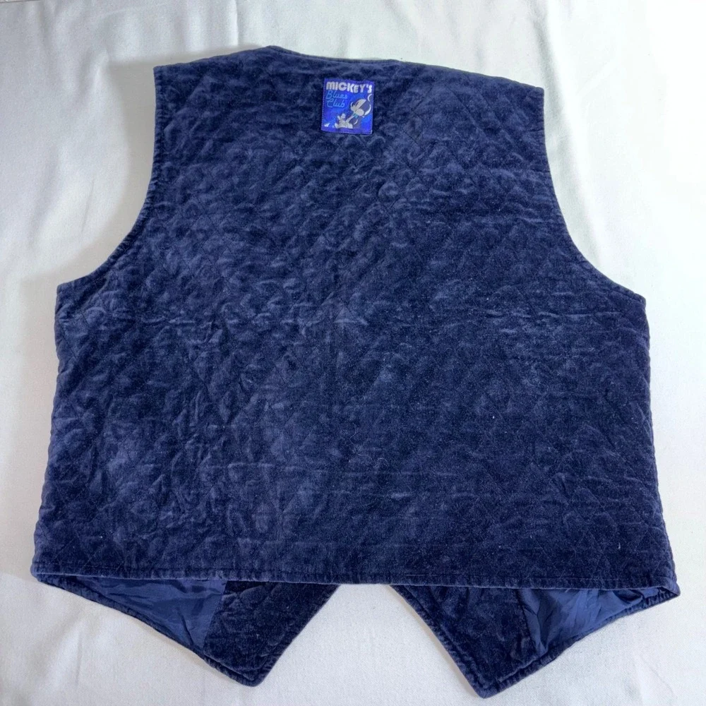 Disney Store Mickey Mouse Blues Club Vest XL Navy Blue Excellent Quilted Velvet